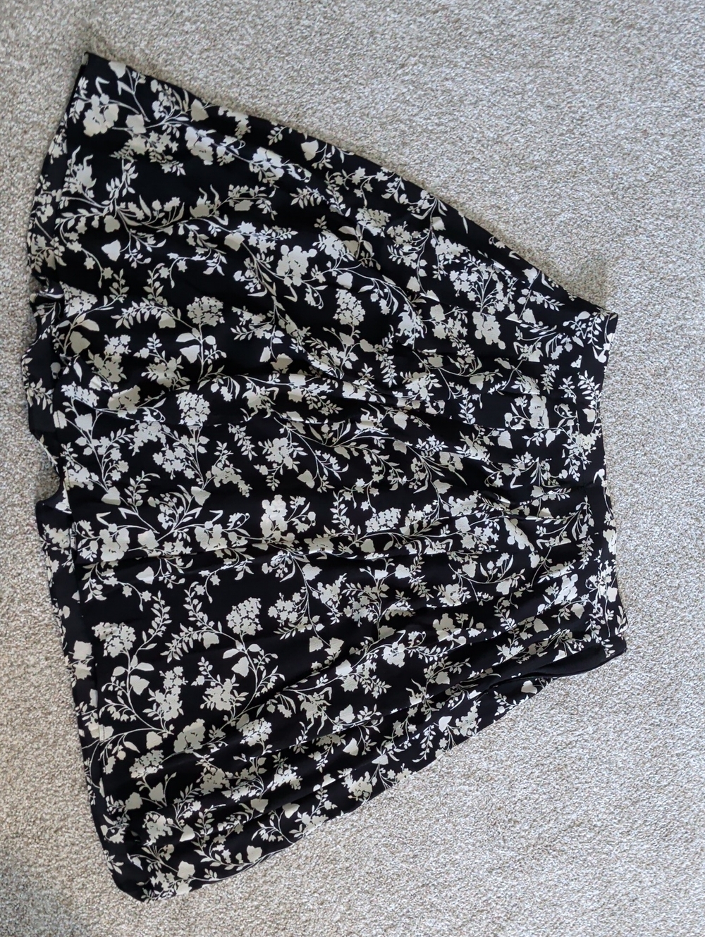 Talbots Black Skirt with Cream Floral Print